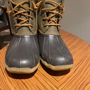 Olive Green Sperry Duck Boots